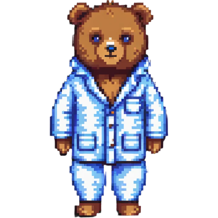 bear in pajamas pixel art emoji