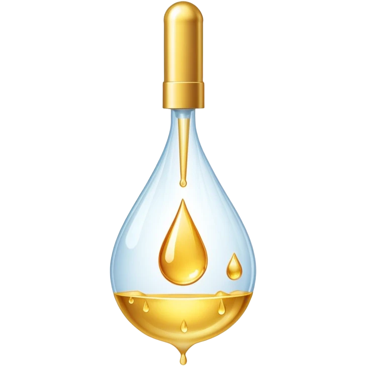 pipette above a shiny gold droplet, dollar sign visible inside the drop emoji
