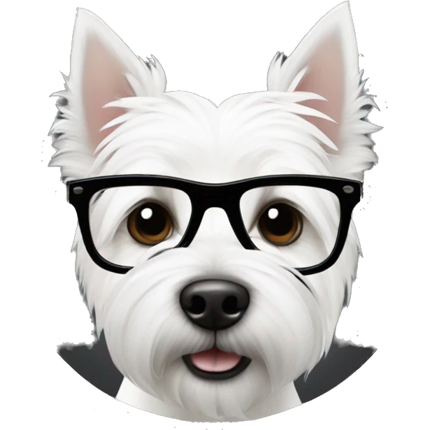 west highland white terrier with black glasses emoji