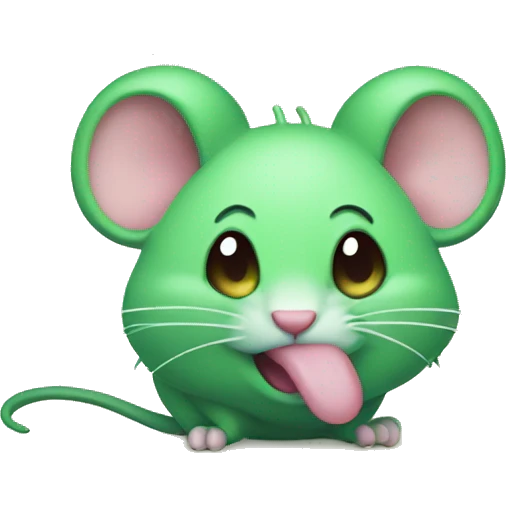 kawaii green rat with the tongue out emoji