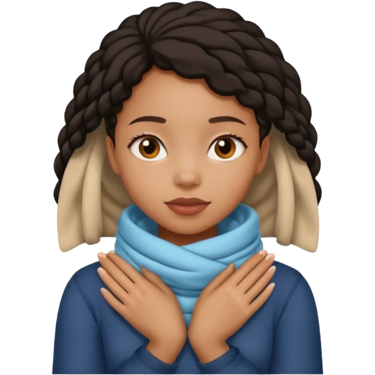 black girl with her hands wrapped around her neck emoji