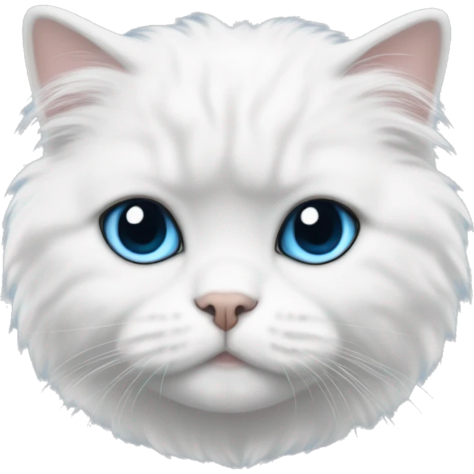 fluffy, blue eyes with white Scottish Fold emoji