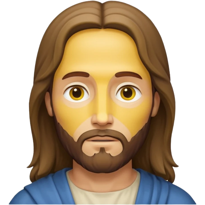 Jesus Christ, simplified iconic yellow face, gentle expression emoji