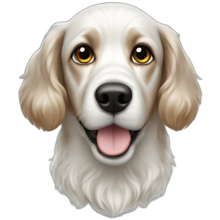 White spaniel dog with black dots emoji
