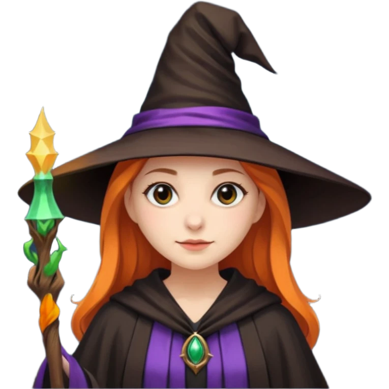 A younger woman with a witch's hat and robes (classic student or young witch look). emoji