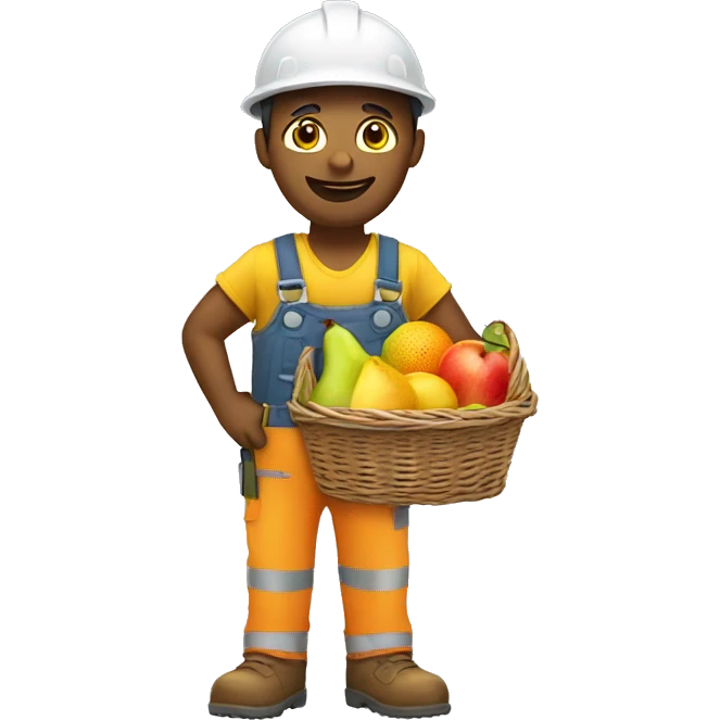 Construction worker with a fruit basket emoji