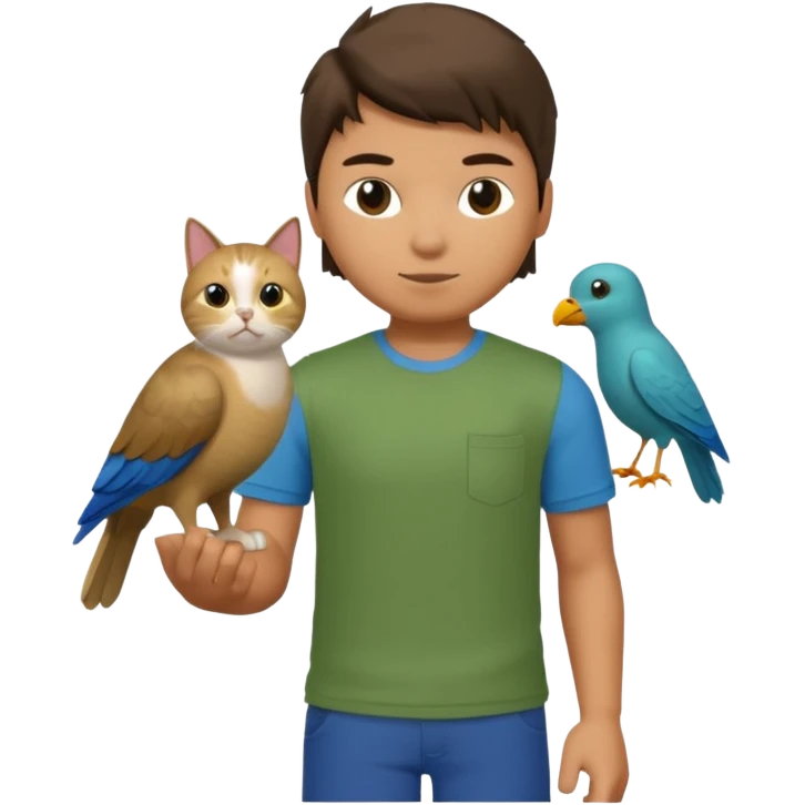 a roblox noob with a pet cat bird emoji
