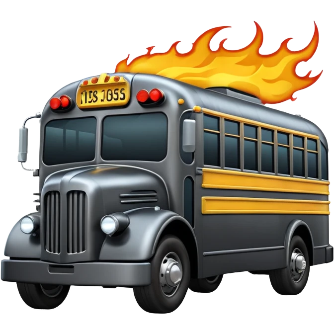 Darth Vader’s Batman-armored 1936 graphite colored school bus with horizontal holographic flames  emoji