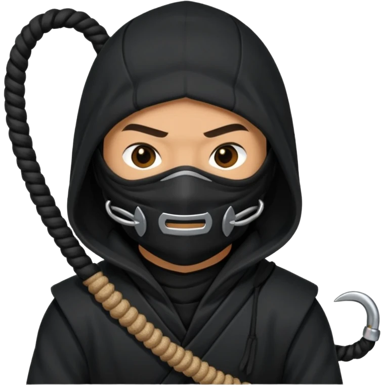 iron hook, 4 hooks in one, black, with rope, ninja emoji