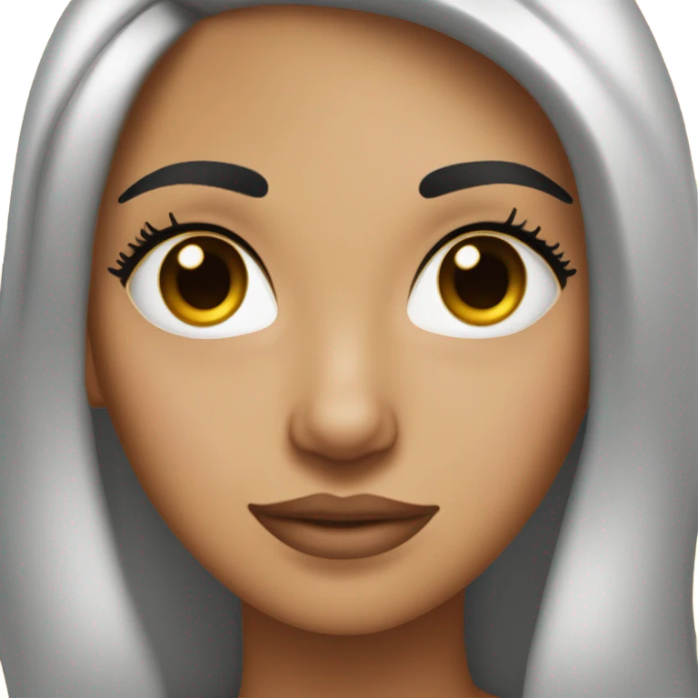 Light to Tan Skin Long Lash Nice eyebrows dark brown big eyes with long right parted hair  emoji