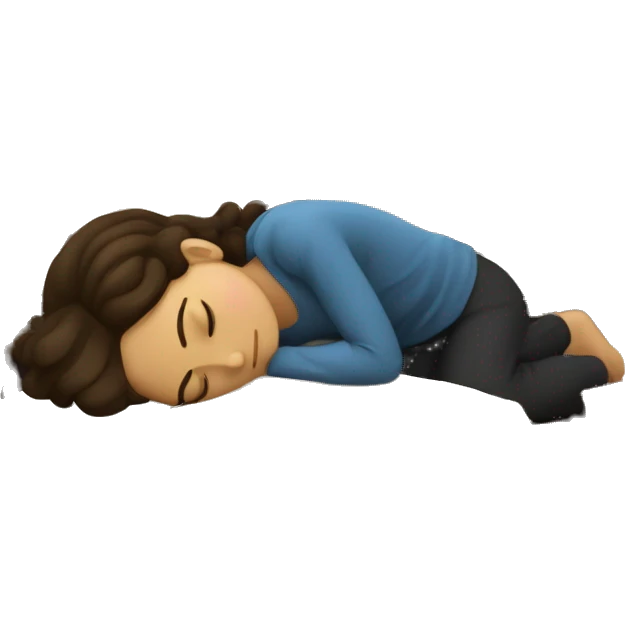 Wavy brunett girl Sleeping on the books emoji