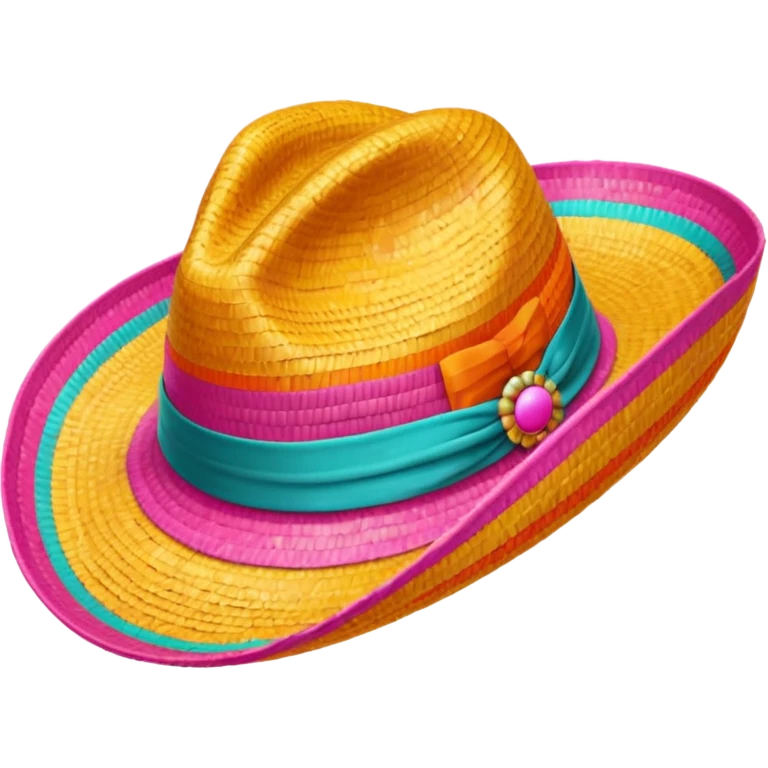 mexican hatwith happy colours (orange, yellow, pink, turquoise) emoji