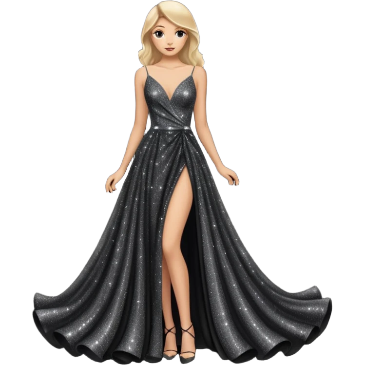 black glittery prom dress emoji