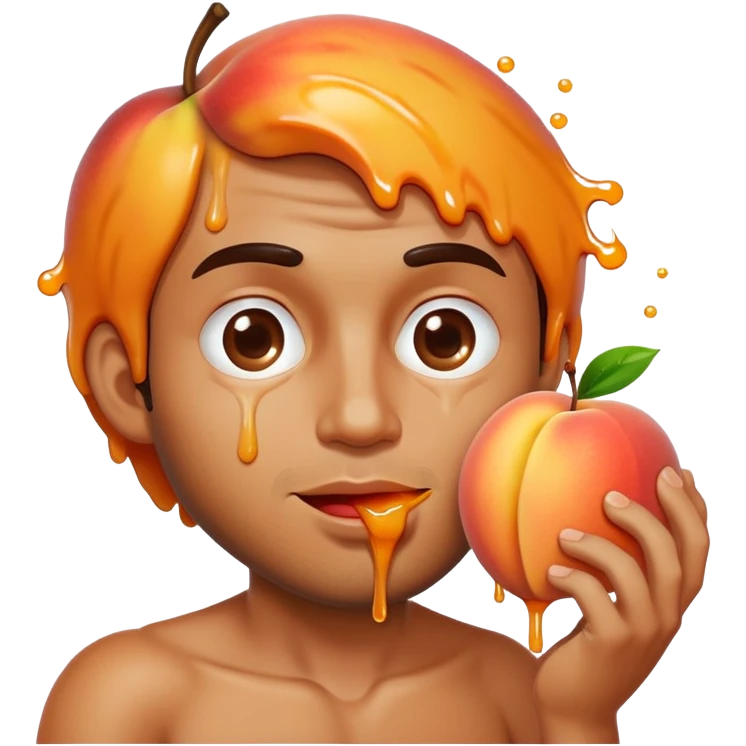 Man eating a large juicy peach emoji