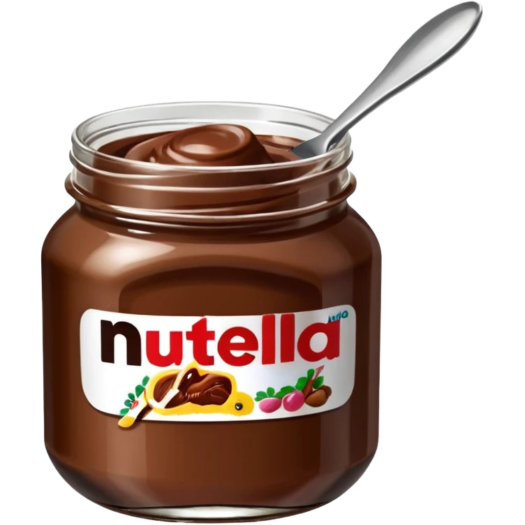 Nutella with a spoon. The glas of Nutella is almost empty . Only the one carriage of Nutella  emoji