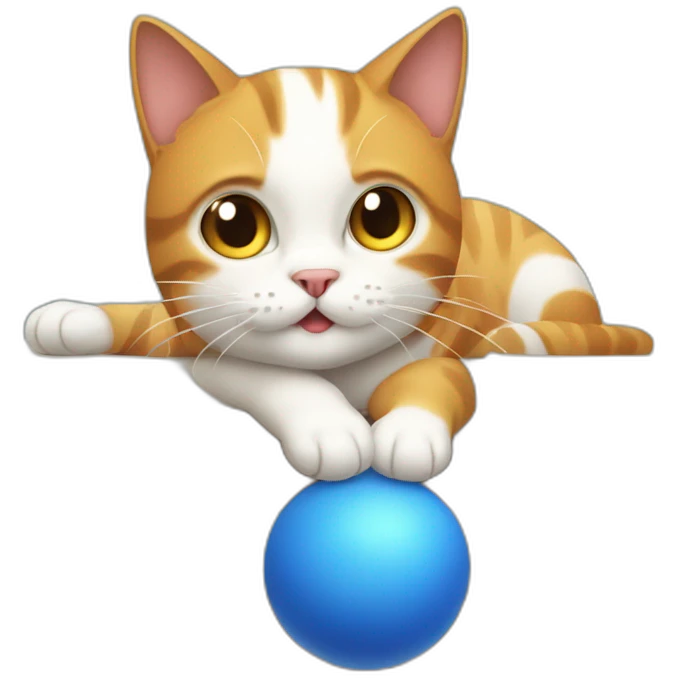 cat under table playing with a ball emoji