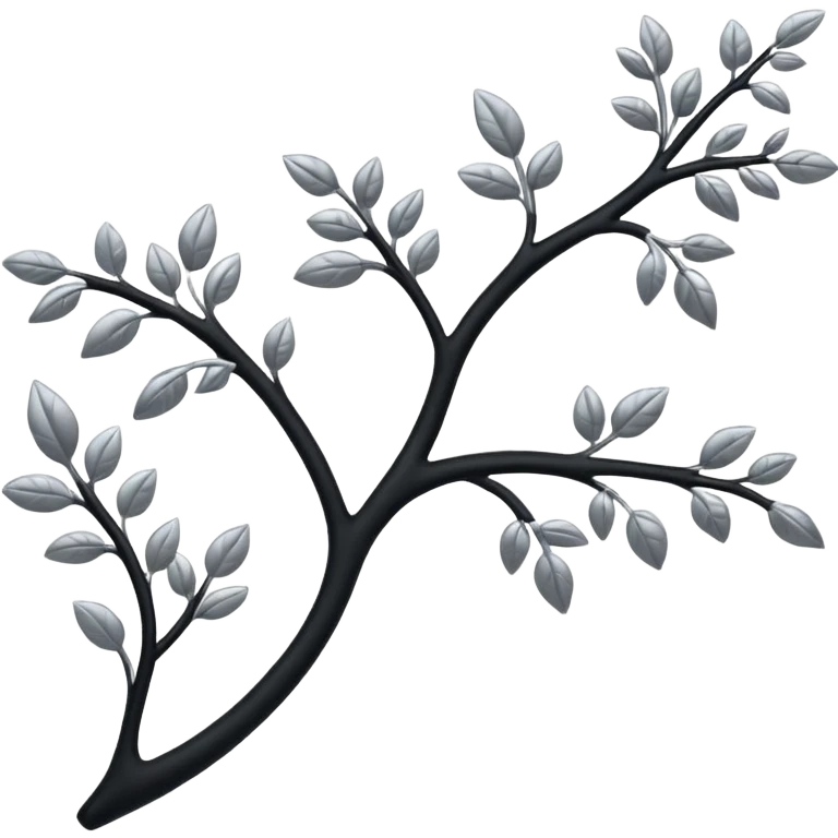 Black and silver filigree branch, 3D, extremely detailed design emoji