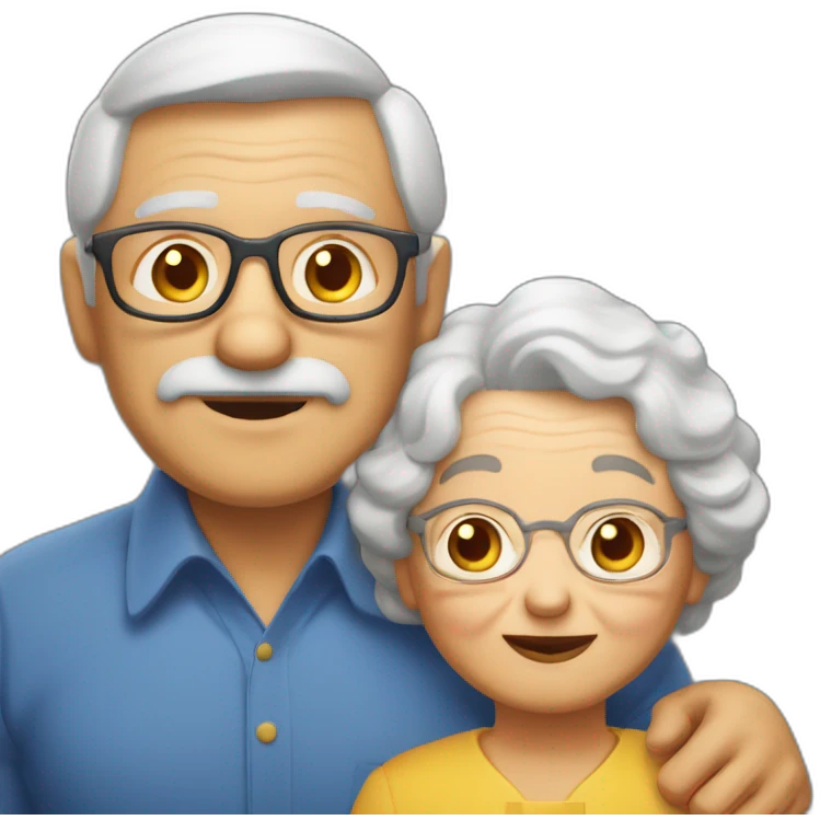 abuelo pelo canoso y abuela pelo rubio emoji