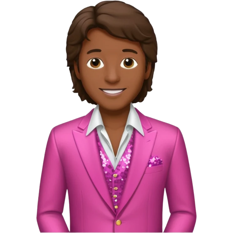 Andy Gibb with dark pink dress shirt, white sequin suit jacket emoji