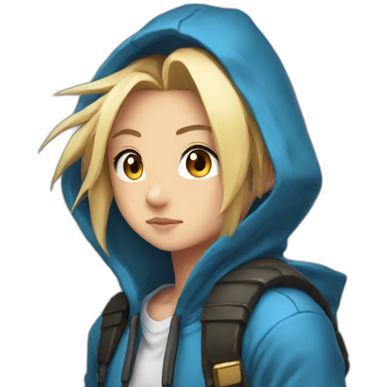 bridget guilty gear cute face and a blue hoodie emoji