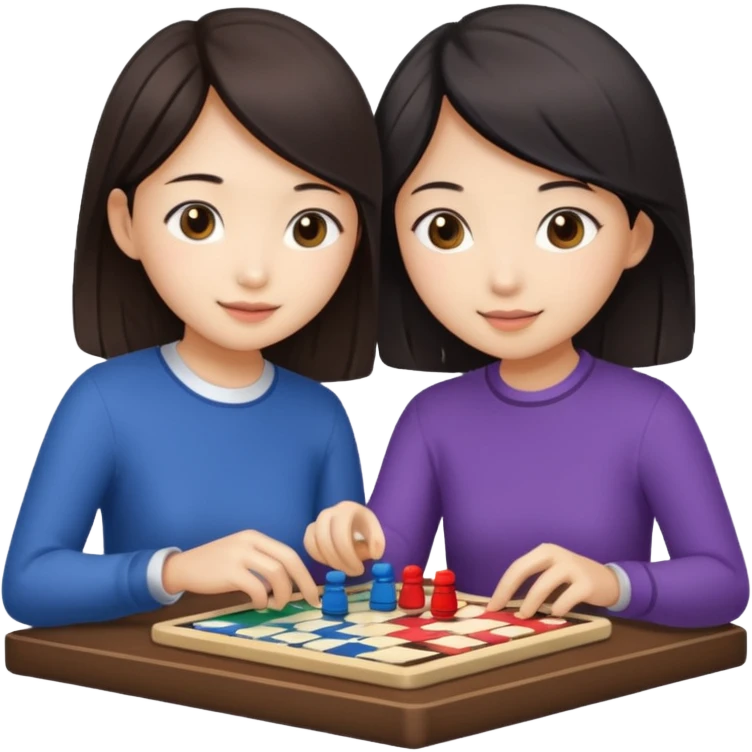 asian girl playing a boardgame with her friend emoji