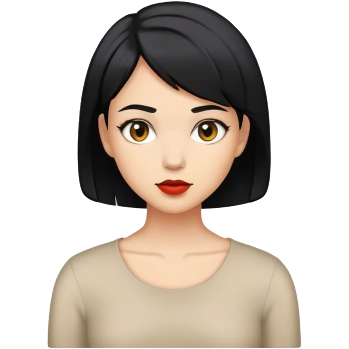 A woman with black middle short hair emoji