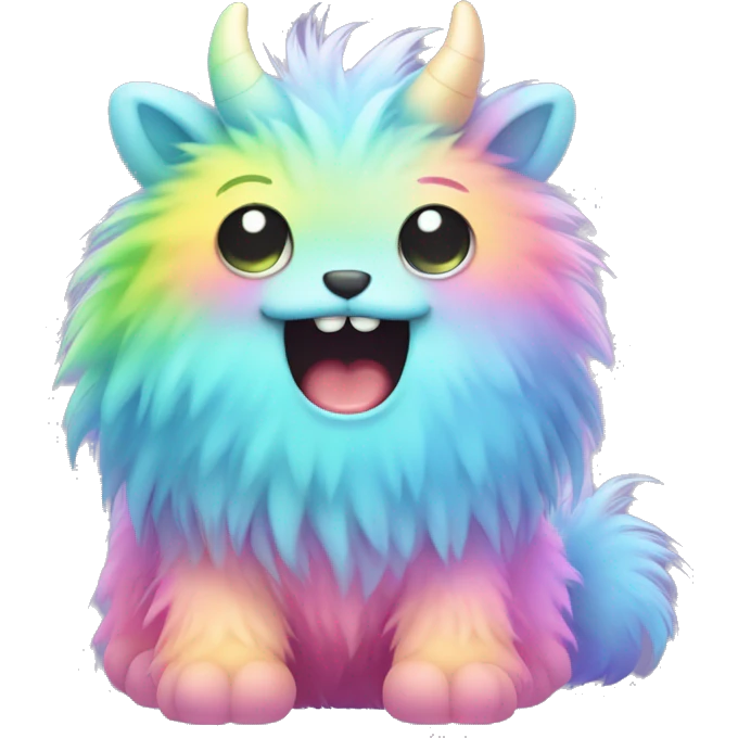Cute little rainbow pastel furry monster kawaii emoji