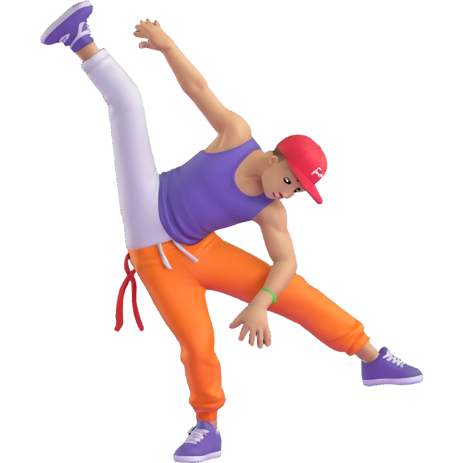 green breakdancer in energetic dance move emoji