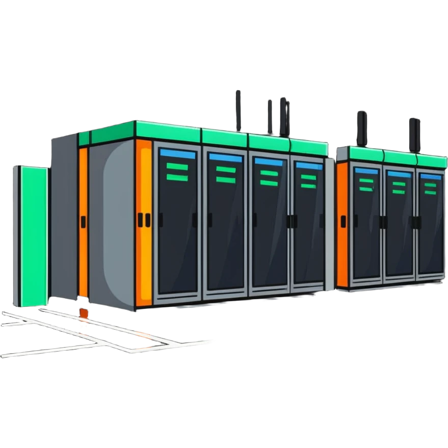 Underground data center with glowing floor panels emoji