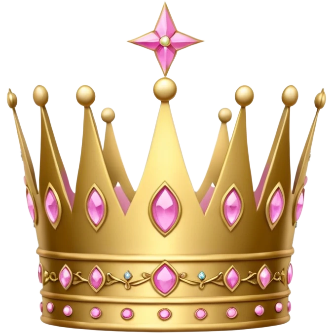 A luxurious golden crown with pink accents and elegant details, featuring a prominent empty space or cutout in the center emoji