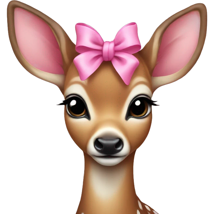 realistic baby deer wearing pink bows emoji