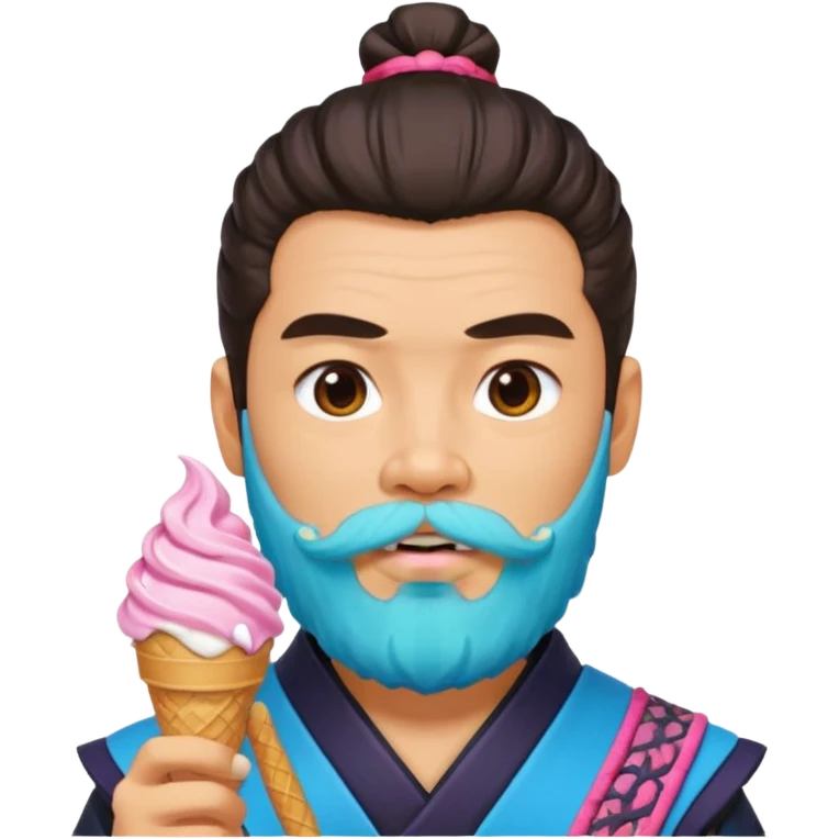 SAMURAI WITH EATING ICE CREAM BEARD GAY emoji