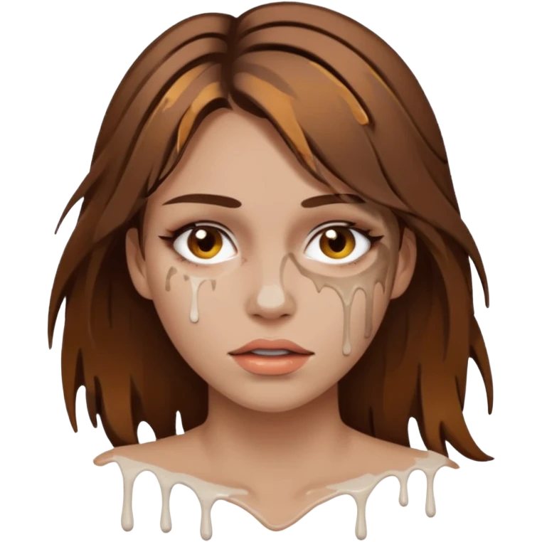 Brown Hair Woman , white paint , drip, face, hot  Sexy emoji