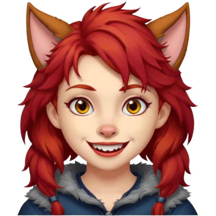 Werewolf red hair girl with a smile emoji