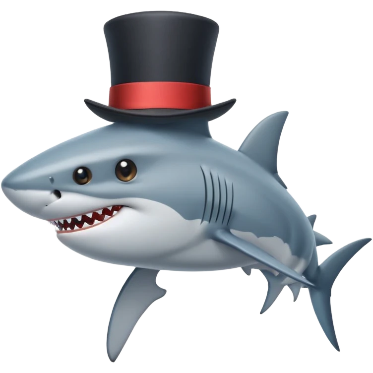 Shark with a top hat emoji