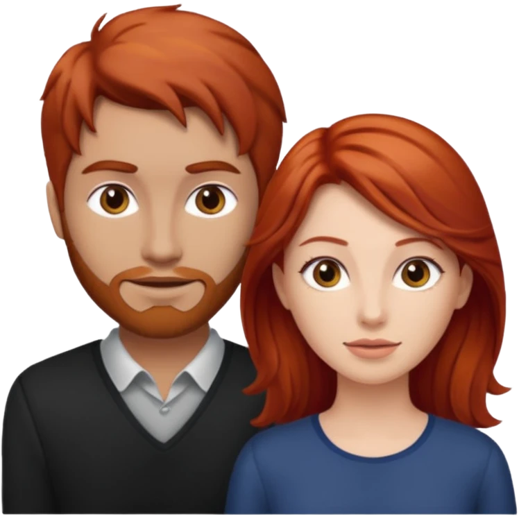 en base a esto👩🏻‍❤️‍💋‍👨🏻, hacer mujer pelirroja y hombre con pelo café emoji