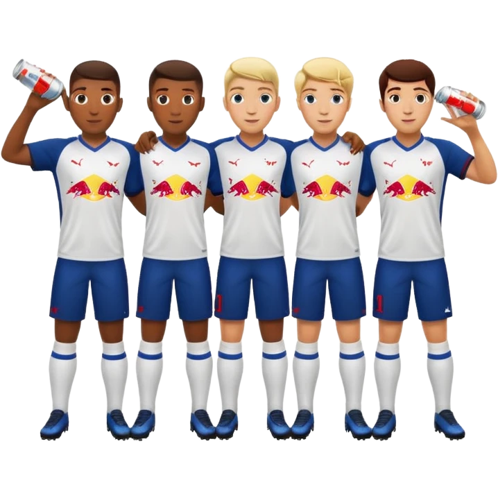 Red bull energy drink imogi for soccer players drinking red bull energy drink while playing soccer emoji