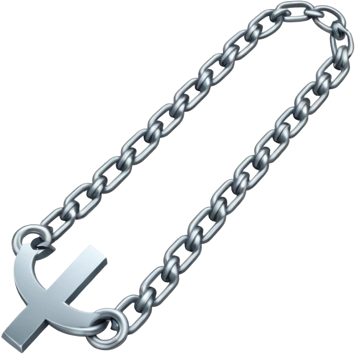 A modern cartoon-style emoji of a broken chain forming a simple checkmark shape, flat design, vibrant but clean, freeform symbol for social media emoji