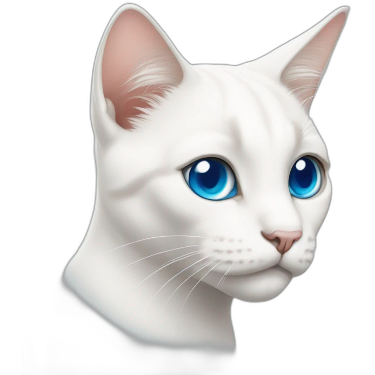 white cat with drooping ears and blue eyes emoji