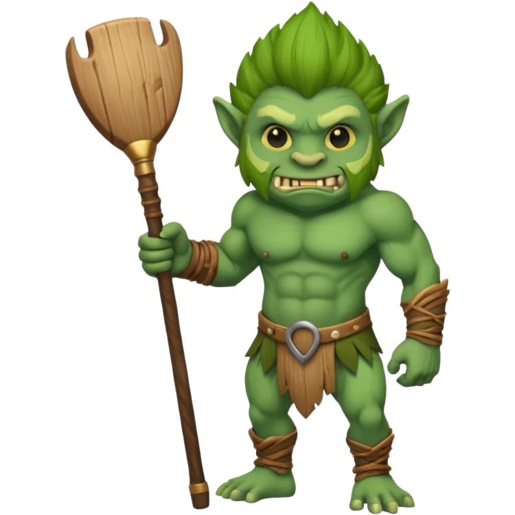 Isometric view full body troll with club  emoji