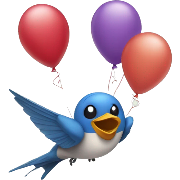 swallow bird holding balloons emoji
