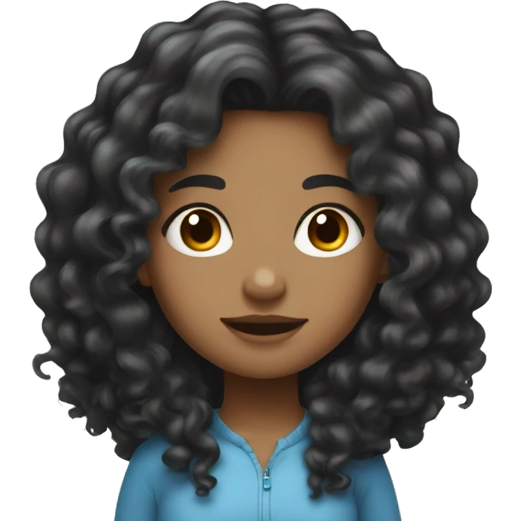 girl with very long curly black hair and light skin emoji