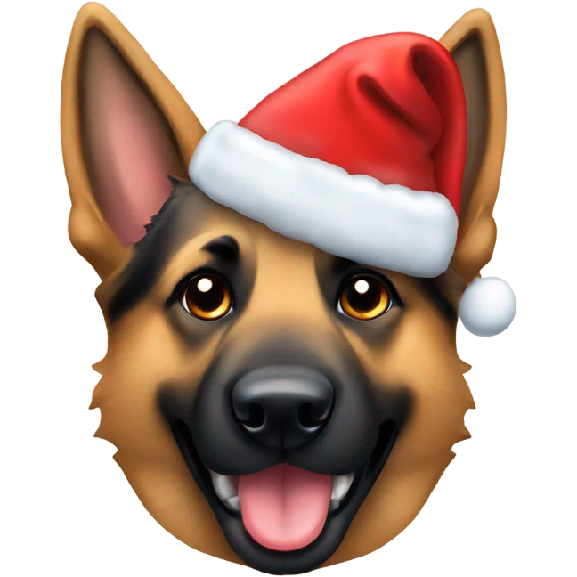 german shepherd with christmas hat emoji