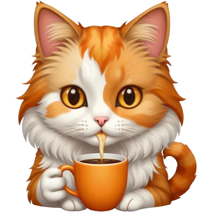 A cute cat drinking coffee emoji