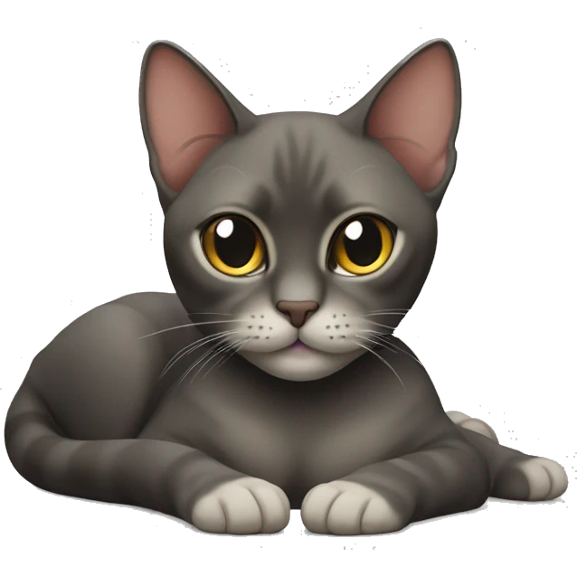 A Thai cat of darker shades lies full-face with its paws tucked under it emoji