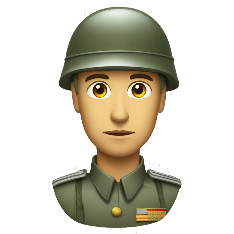 ussr soldier serious with military helmet emoji