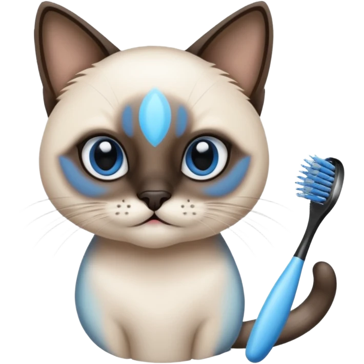 siamese cat, tooth brush, hair brush emoji
