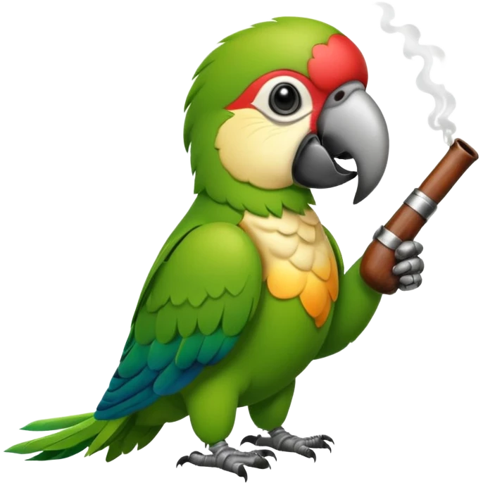 green parrot smoking pipe emoji