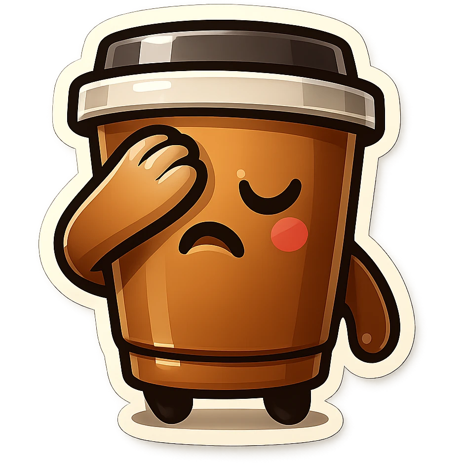 Tall coffee cup, face palm emoji
