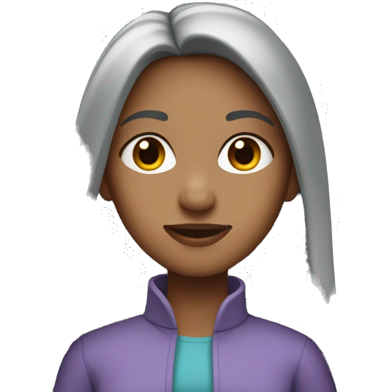 Girl with long straight gray hair parted in the middle emoji